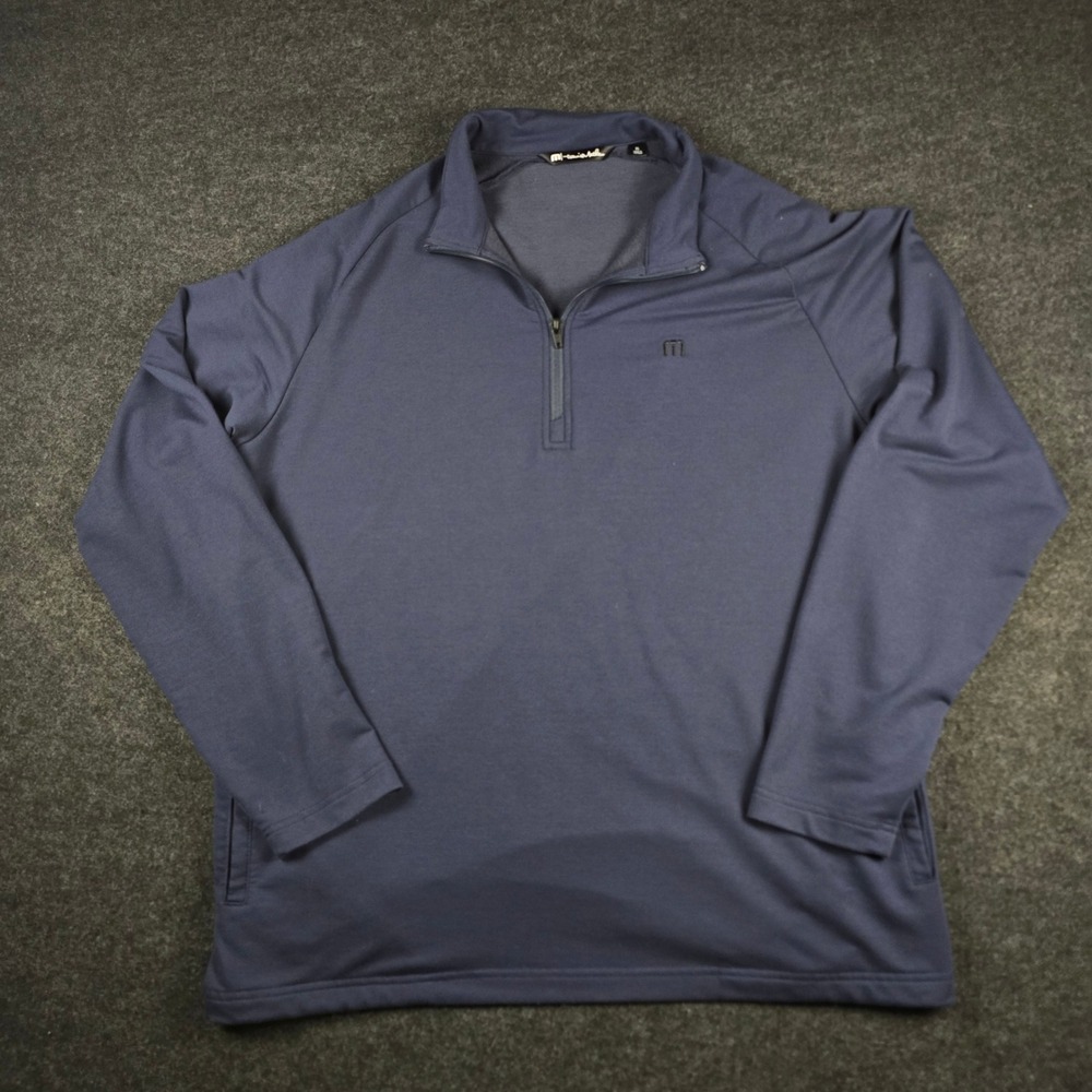 Travis Mathew Men's Navy Valiant Quarter Zip Long Sleeve Pullover Top Size XL